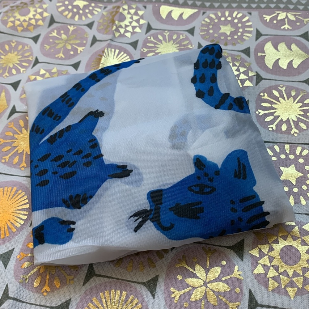 😸IKEA NWT SKYNKE Crazy Blue Cat reusable tote swirling blue felines Warhol-style - Picture 13 of 15